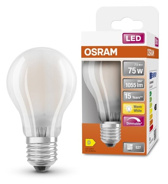 Stmívatelná matná LED žárovka E27 7,5 W CLASSIC, teplá bílá