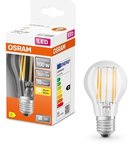 Průhledná LED žárovka E27 11 W STAR, teplá bílá