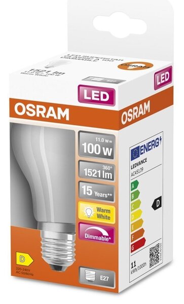 Stmívatelná LED žárovka E27 11 W RETROFIT SUPERSTAR, teplá bílá