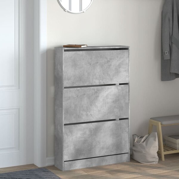 Botník betonově šedý 80 x 21 x 125,5 cm kompozitní dřevo