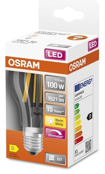 Klasická LED stmívatelná žárovka E27 11 W SUPERSTAR, teplá bílá