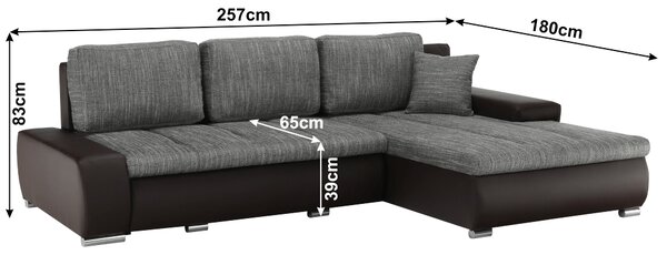 Rohová sedací souprava Gisoilp (hnědá + hnědošedá)