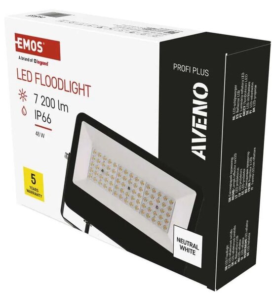 ZS2433 LED reflektor AVENO 48W, 7200lm, IP66 černý, neutrální bílá