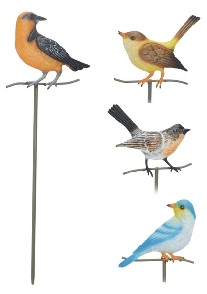 Zapichovací zahradní dekorace Birds, sada 4ks, 45 cm, kov, vícebarevná