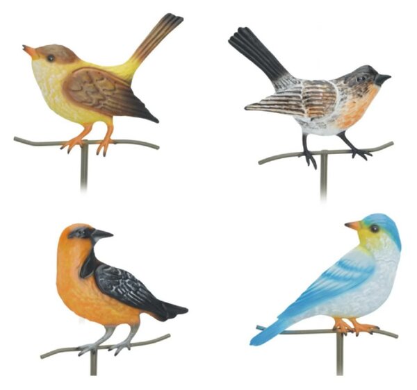 Zapichovací zahradní dekorace Birds, sada 4ks, 45 cm, kov, vícebarevná