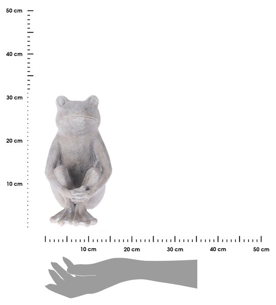 Zahradní figurka z polistone Frog2, 31 cm, šedá