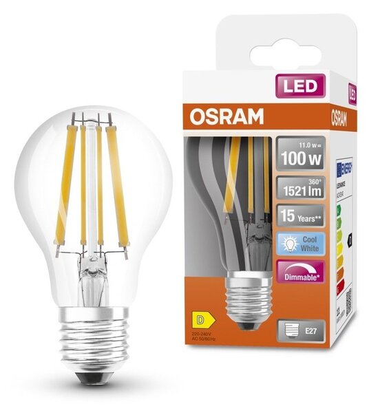 Stmívatelná LED žárovka E27 11 W CLASSIC A, studená bílá