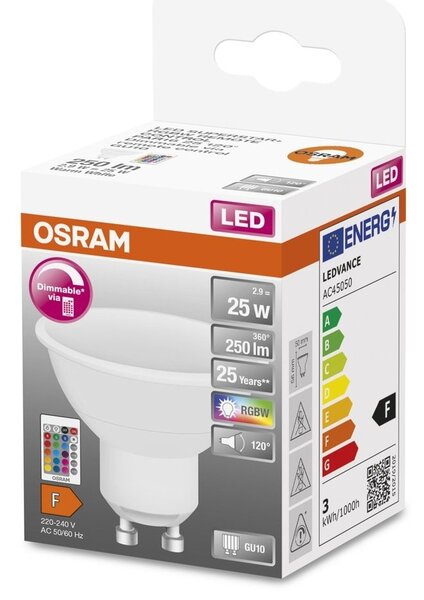 LED bodovka s dálkovým ovládáním RGBW GU10 4,5 W RETROFIT