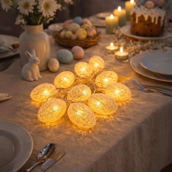 LED světelný řetěz Eggs, 1,6 m, bílá
