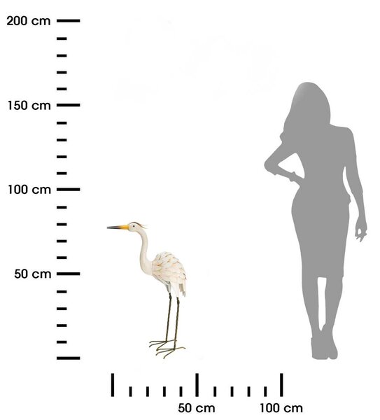 Zahradní kovová figurka Crane 4, 75 cm, vícebarevná