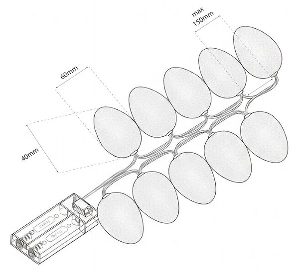 LED světelný řetěz Eggs, 1,6 m, bílá