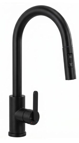 REA-B6571 - Dřezová baterie s vytahovací sprškou ONTARIO 38 cm černá