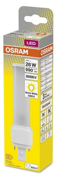 Dlouhotrvající LED žárovka G24d-3 9 W DULUX, teplá bílá