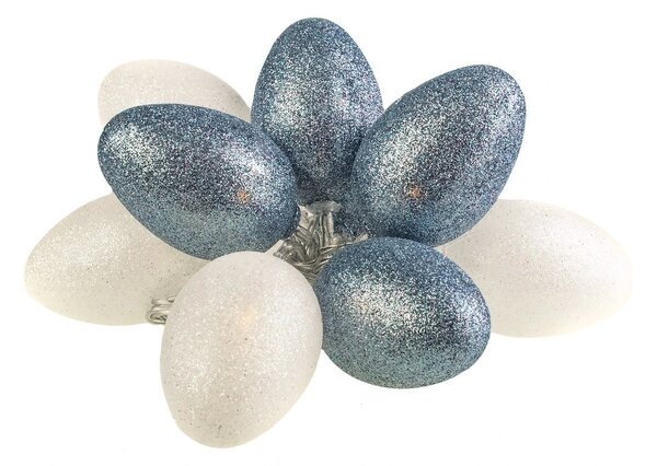 LED světelný řetěz Eggs1, 1,6 m, šedá/bílá