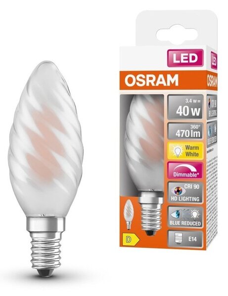 Vroubkovaná matná LED žárovka E14 3,4 W SUPERSTAR, teplá bílá