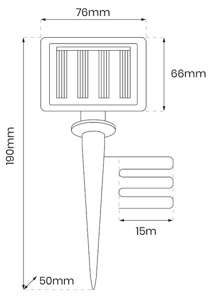 Solární LED světelný řetěz Micro, 15m