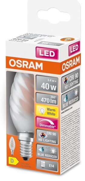 Vroubkovaná matná LED žárovka E14 3,4 W SUPERSTAR, teplá bílá