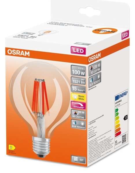 LED žárovka s redukcí modrého světla E27 11 W SUPERSTAR, teplá bílá