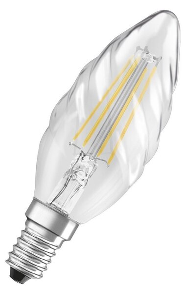 Vroubkovaná průhledná LED žárovka E14 3,4 W SUPERSTAR, studená bílá