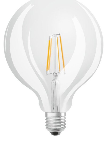 Průhledná LED žárovka E27 6,5 W GLOWDIM GLOBE, teplá bílá