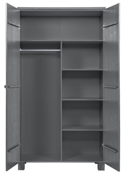 WOOOD Tmavě šedá dřevěná skříň Koben 202 x 111 cm