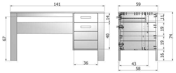 WOOOD Tmavě šedý pracovní stůl Koben 141 cm