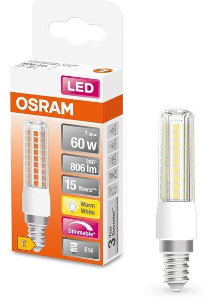 Tenká stmívatelná LED žárovka E14 7 W SPECIAL T, teplá bílá