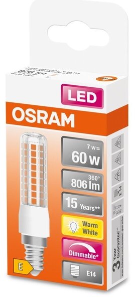 Tenká stmívatelná LED žárovka E14 7 W SPECIAL T, teplá bílá