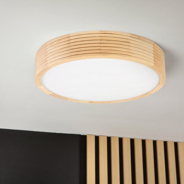 Koupelnové stropní svítidlo NATURAL MODERN 3xE27/15W/230V pr. 37,5 cm borovice
