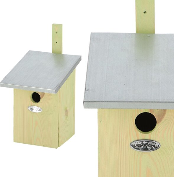 Ptačí budka Simi, 34x17x19,5 cm, dřevo/kov, hnědá