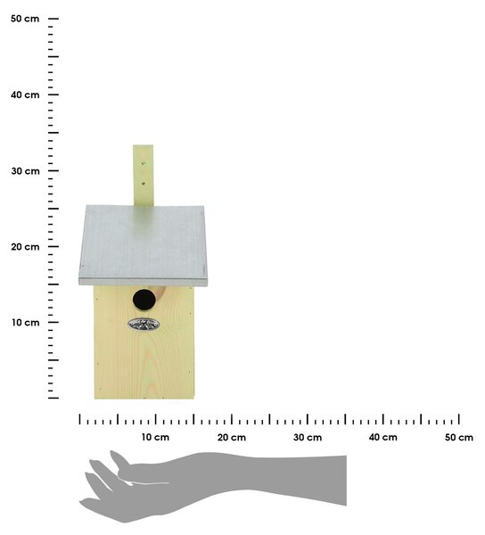 Ptačí budka Simi, 34x17x19,5 cm, dřevo/kov, hnědá