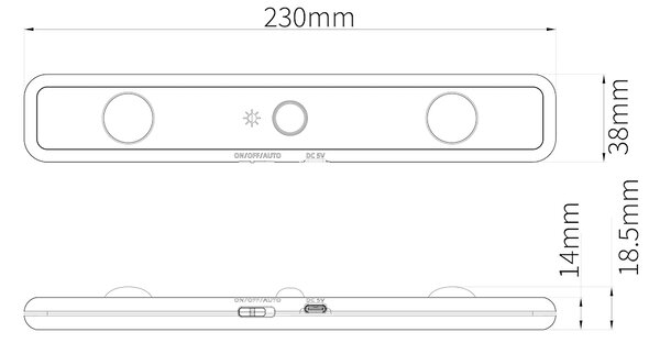 LED svítidlo Tony, 1x LED 1w 4000k, 3CCT, w, (23 cm), senzor pohybu