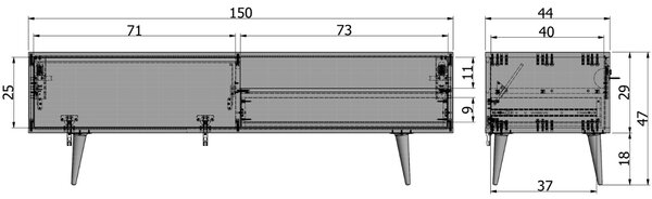 WOOOD Dubový TV stolek Alize 150 x 44 cm