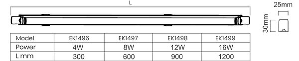 LED svítidlo Vito, 1x LED 4w, 4000k, w, (30 cm), vypínač