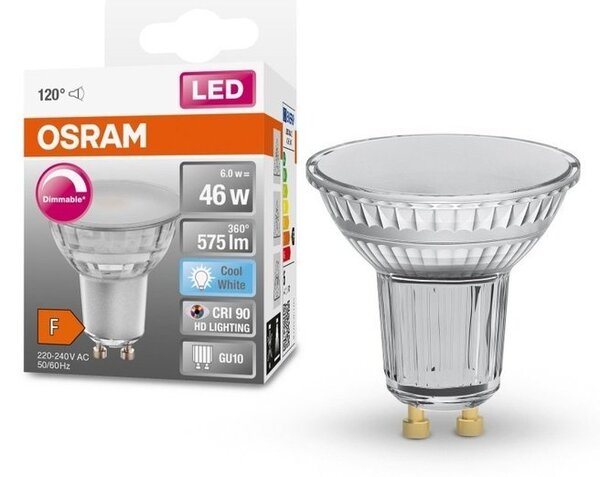 Stmívatelná reflektorová LED bodovka GU10 6 W 4000 K PLUS, studená bílá