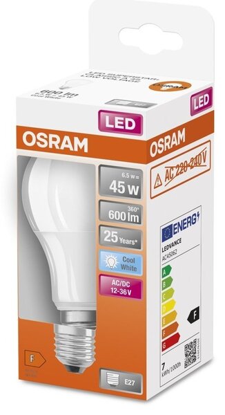 LED klasická LED žárovka E27 6,5 W STAR, studená bílá