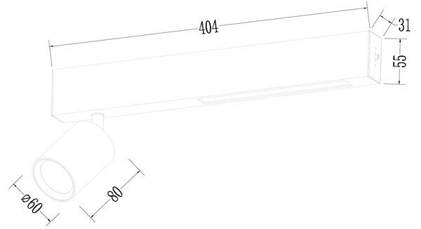 Stropní svítidlo Magnet, 1x černé kovové stínítko + 1x LED 5W, b