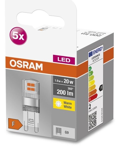 5 ks speciální LED žárovka G9 1,9 W, teplá bílá