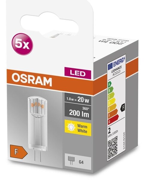 5 ks speciální LED žárovka G4 1,8 W PIN, teplá bílá