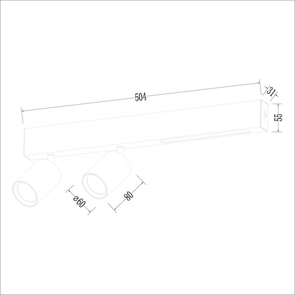 Stropní svítidlo Magnet, 2x bílé kovové stínítko + 1x LED 5W, w