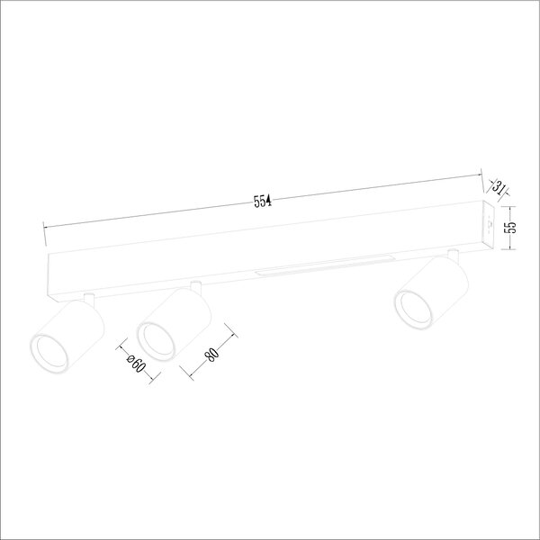 Stropní svítidlo Magnet, 3x bílé kovové stínítko + 1x LED 5W, w