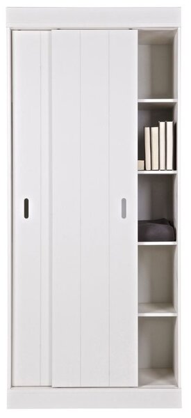 WOOOD Bílá masivní šatní skříň Clark
