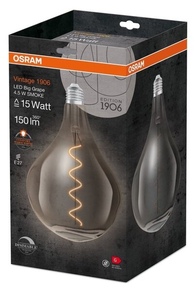 Stmívatelná kouřová LED žárovka E27 4,5 W BIG GRAPE, teplá bílá