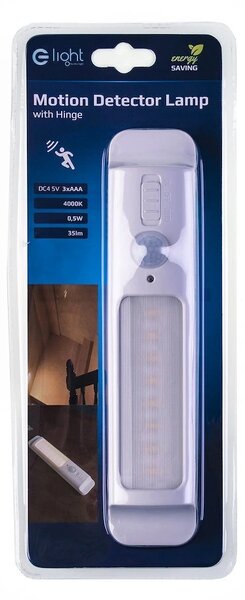 LED svítidlo do skříňky, 1x LED 0,5w 4000k, w, pohybový senzor + věšák