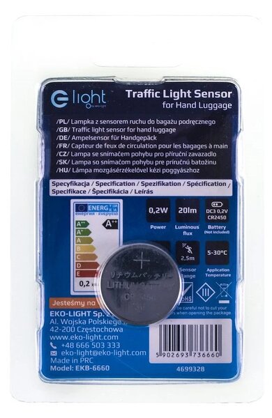 LED svítidlo do příručního zavazadla, 1x LED 0,2w 4000k, w, pohybový senzor