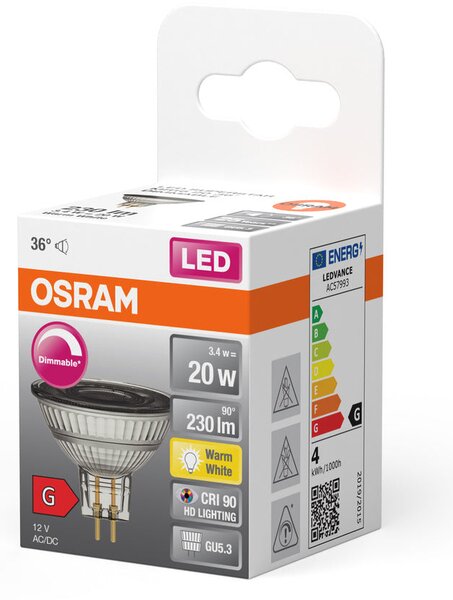 Stmívatelná LED bodovka GU5.3 3,4 W SUPERSTAR, teplá bílá