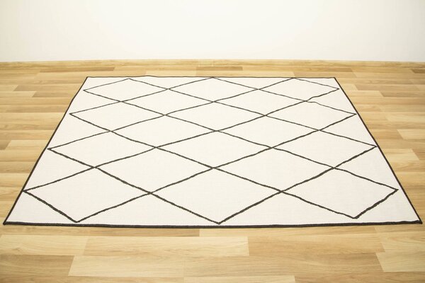 Balta Kusový koberec sisalový oboustranný Brussels 205628/10110 Geometrický antracitový krémový Rozměr: 120x170 cm