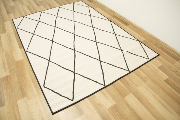Balta Kusový koberec sisalový oboustranný Brussels 205628/10110 Geometrický antracitový krémový Rozměr: 120x170 cm