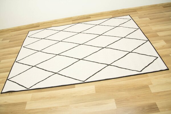 Balta Kusový koberec sisalový oboustranný Brussels 205628/10110 Geometrický antracitový krémový Rozměr: 120x170 cm