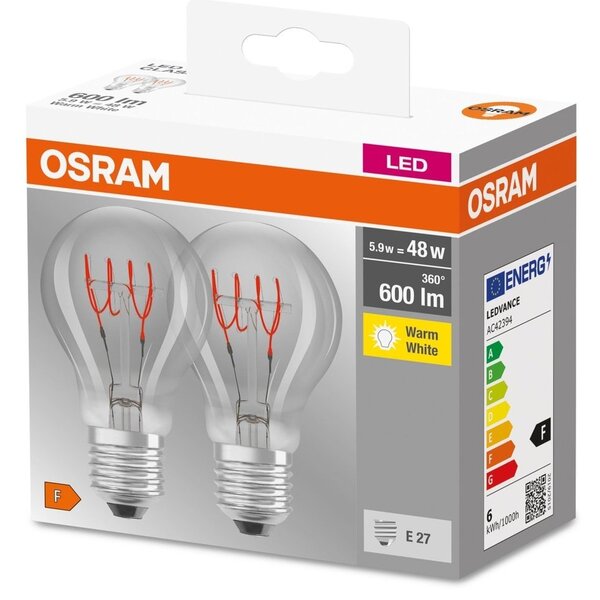 2 ks retro LED žárovka E27 5,9 W BASE CLASSIC A, teplá bílá